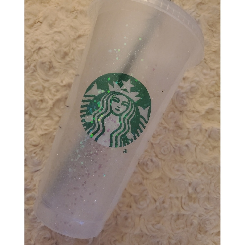 White holographic Glitter Tumbler